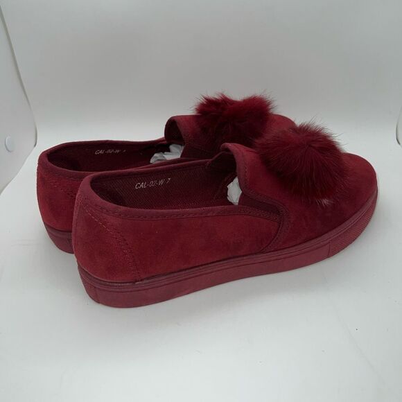 Ositos CAL-02K Burgundy Slip On Pom Pom Sneakers Loafers Size 8 Brand New - Picture 6 of 8